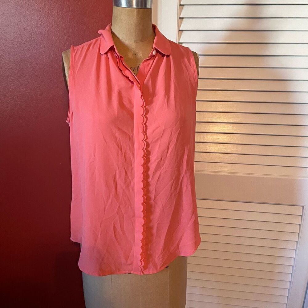 LOFT | pink sleeveless button up collared blouse XS
